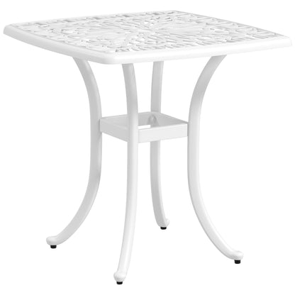 21" Square Outdoor End Table, Cast Aluminum Patio Side Table with Umbrella Hole for Garden, Balcony, Poolside, White Patio Side Tables White  at Gallery Canada