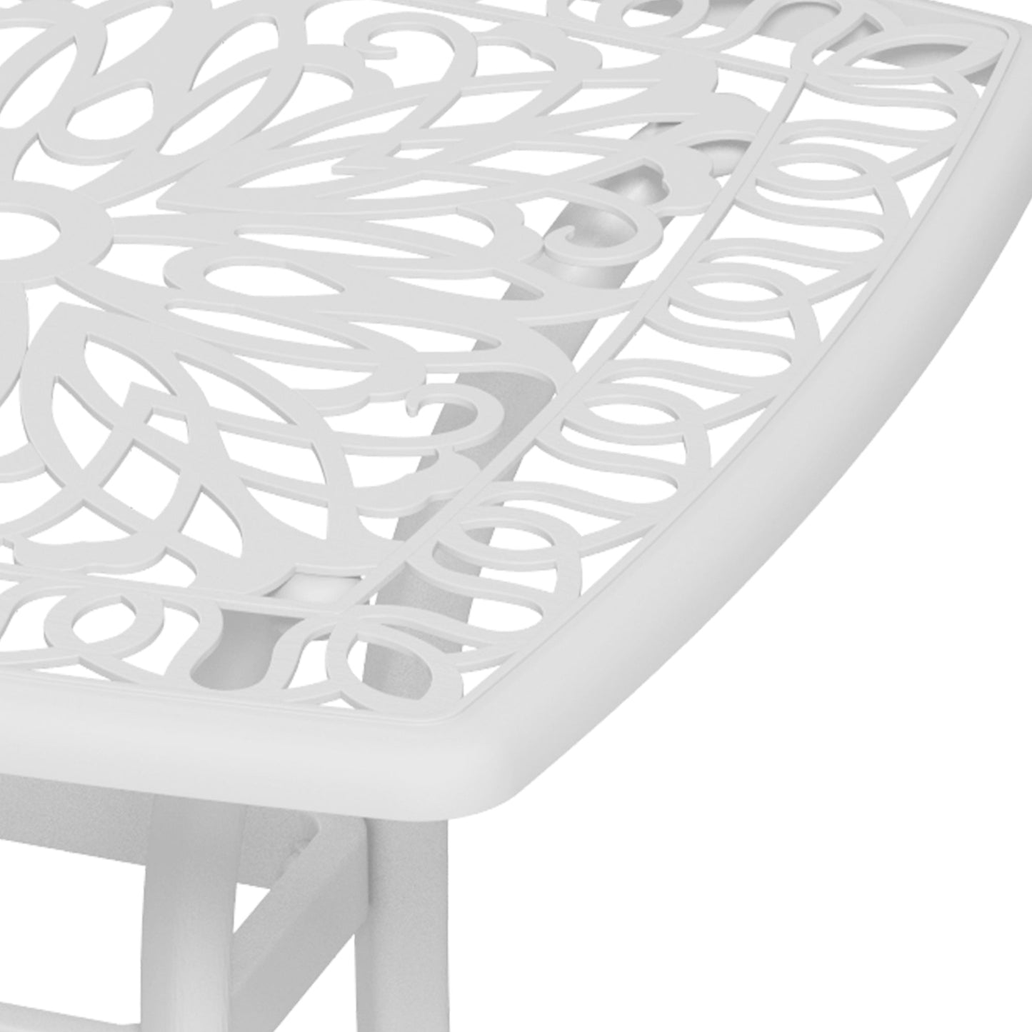 21" Square Outdoor End Table, Cast Aluminum Patio Side Table with Umbrella Hole for Garden, Balcony, Poolside, White Patio Side Tables   at Gallery Canada