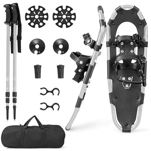 21/25/30 Inch 4-in-1 Lightweight Terrain Snowshoes with Flexible Pivot System-21 inches, Silver Winter Sports & Activities   at Gallery Canada