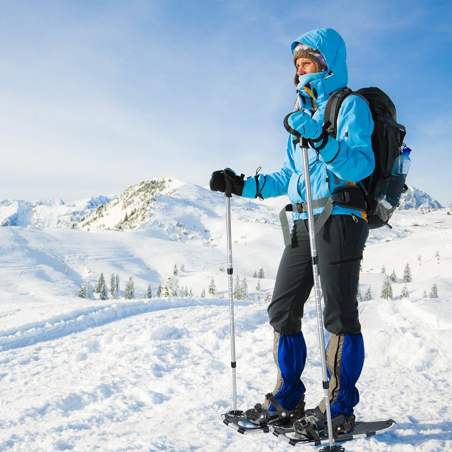 21/25/30 Inch 4-in-1 Lightweight Terrain Snowshoes with Flexible Pivot System-21 inches, Silver Winter Sports & Activities   at Gallery Canada