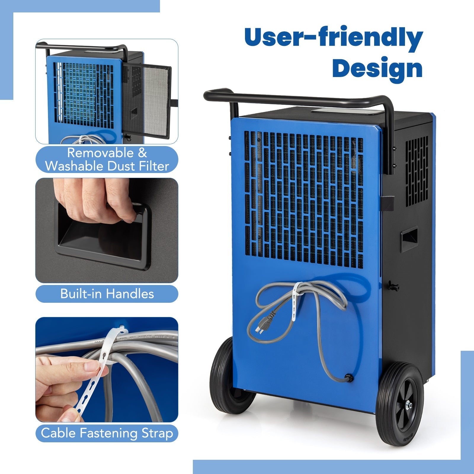 215 Pints 8000 Sq.Ft Commercial Dehumidifier For Home and Basement with 24H Timer, Blue Dehumidifiers   at Gallery Canada