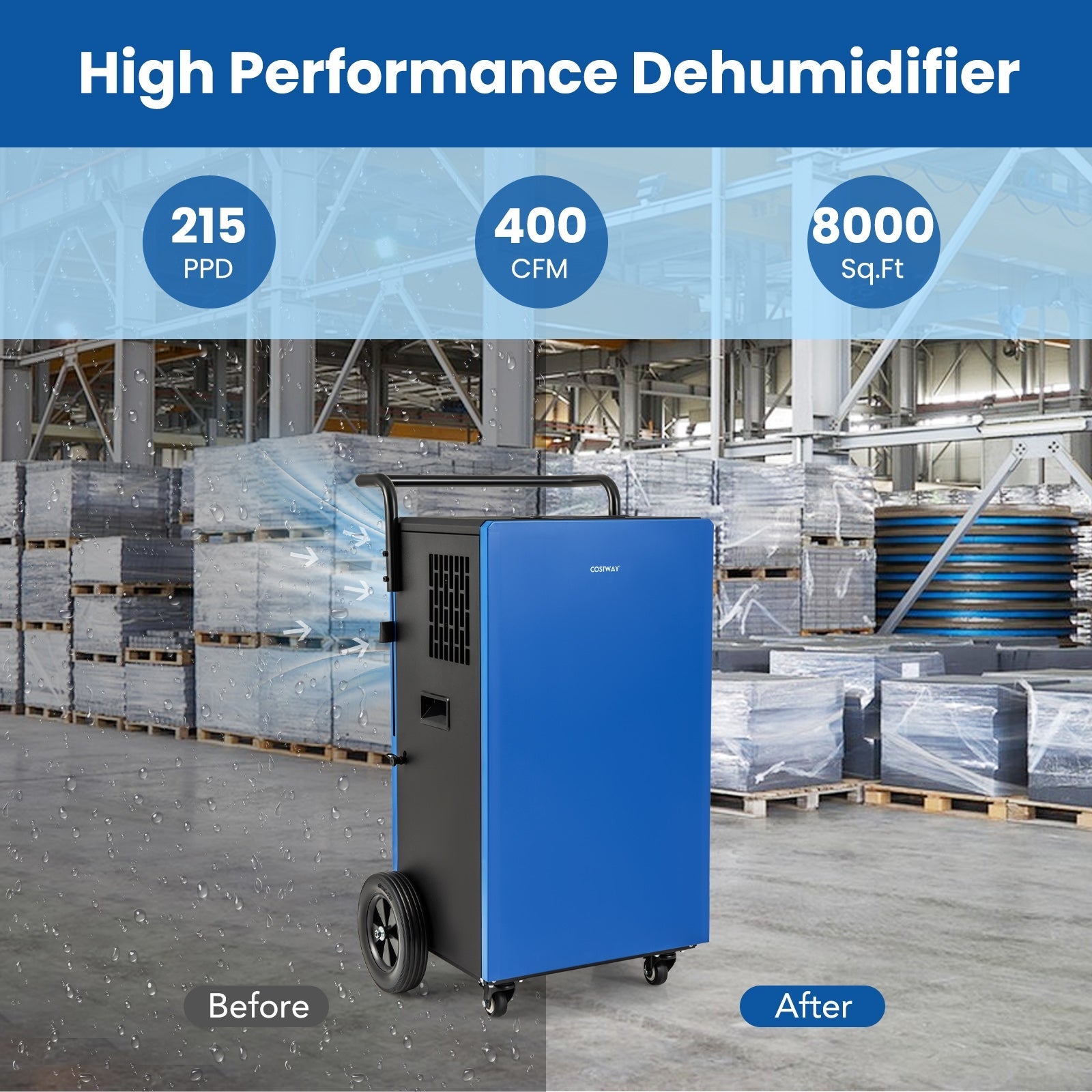 215 Pints 8000 Sq.Ft Commercial Dehumidifier For Home and Basement with 24H Timer, Blue Dehumidifiers   at Gallery Canada