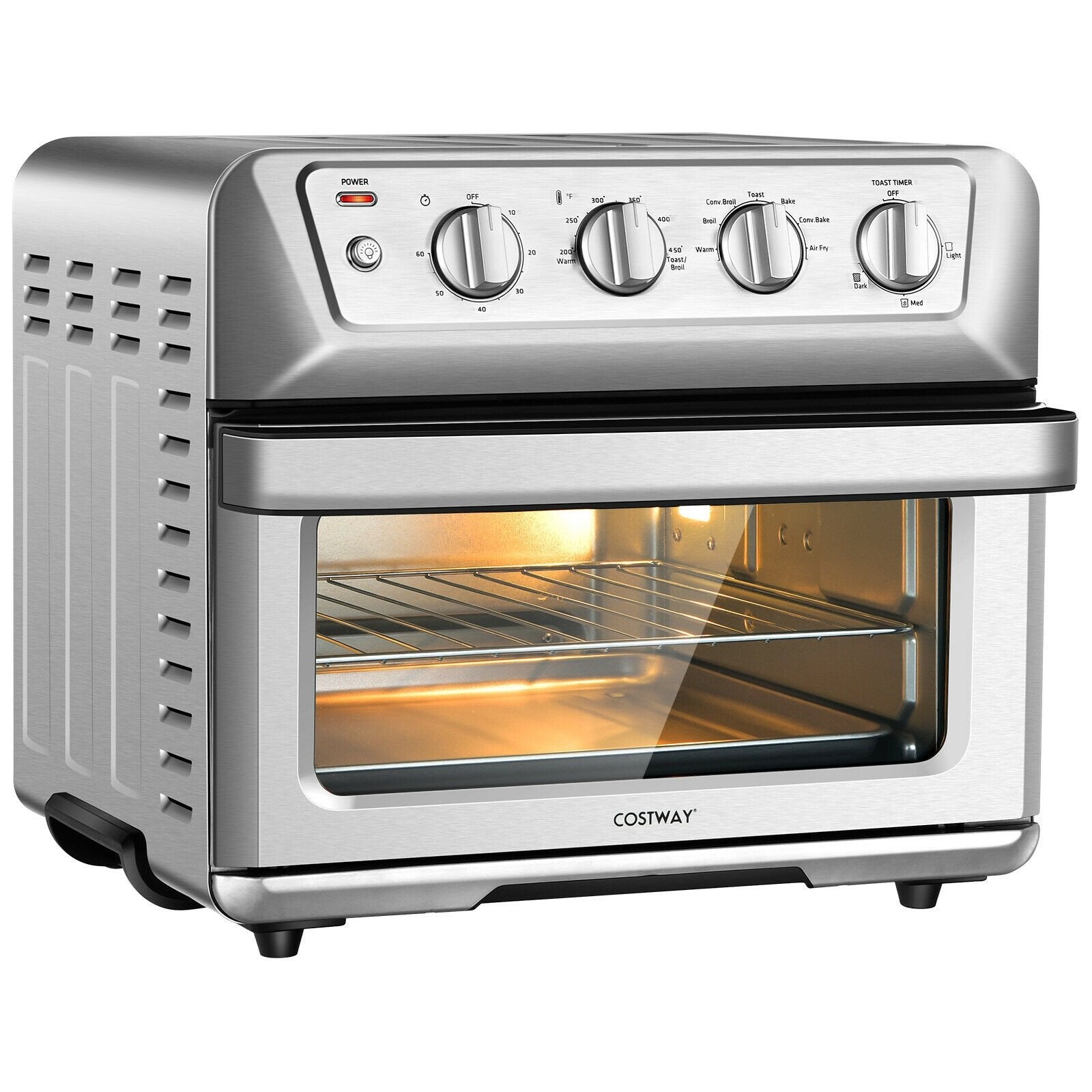 21.5 Quart 1800W Air Fryer Toaster Countertop Convection Oven with Recipe, Silver Toaster Ovens   at Gallery Canada