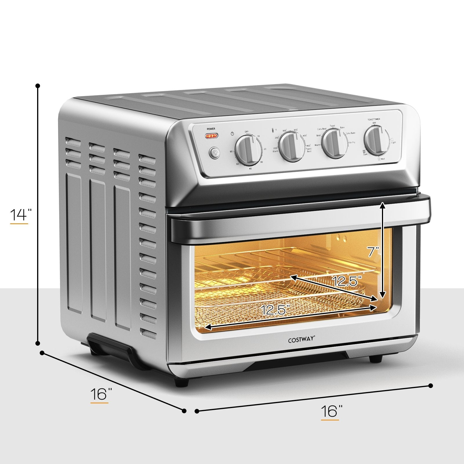 21.5 Quart 1800W Air Fryer Toaster Countertop Convection Oven with Recipe, Silver Toaster Ovens   at Gallery Canada