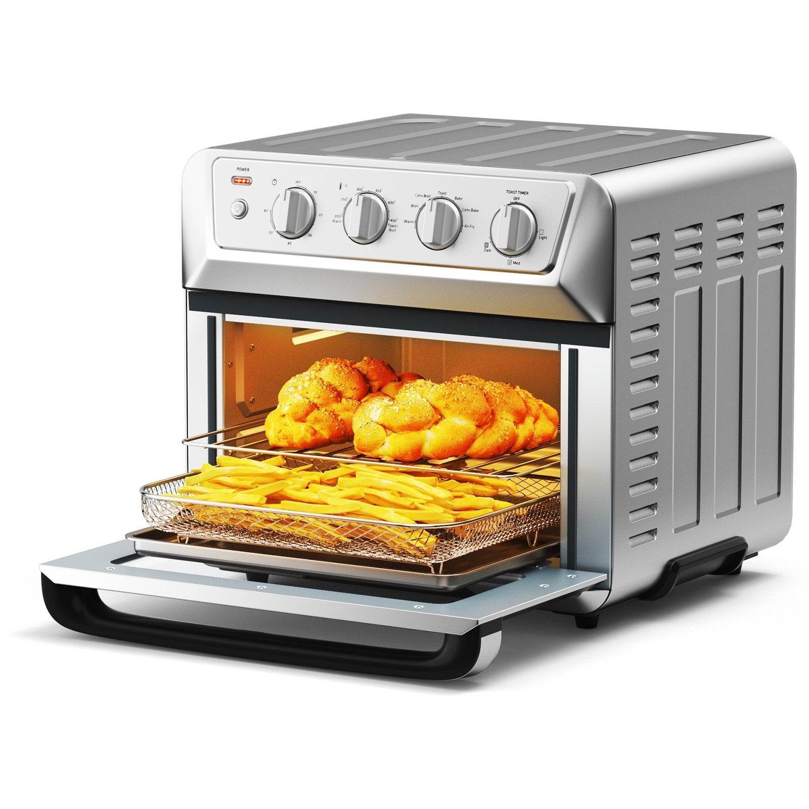 21.5 Quart 1800W Air Fryer Toaster Countertop Convection Oven with Recipe, Silver Toaster Ovens   at Gallery Canada