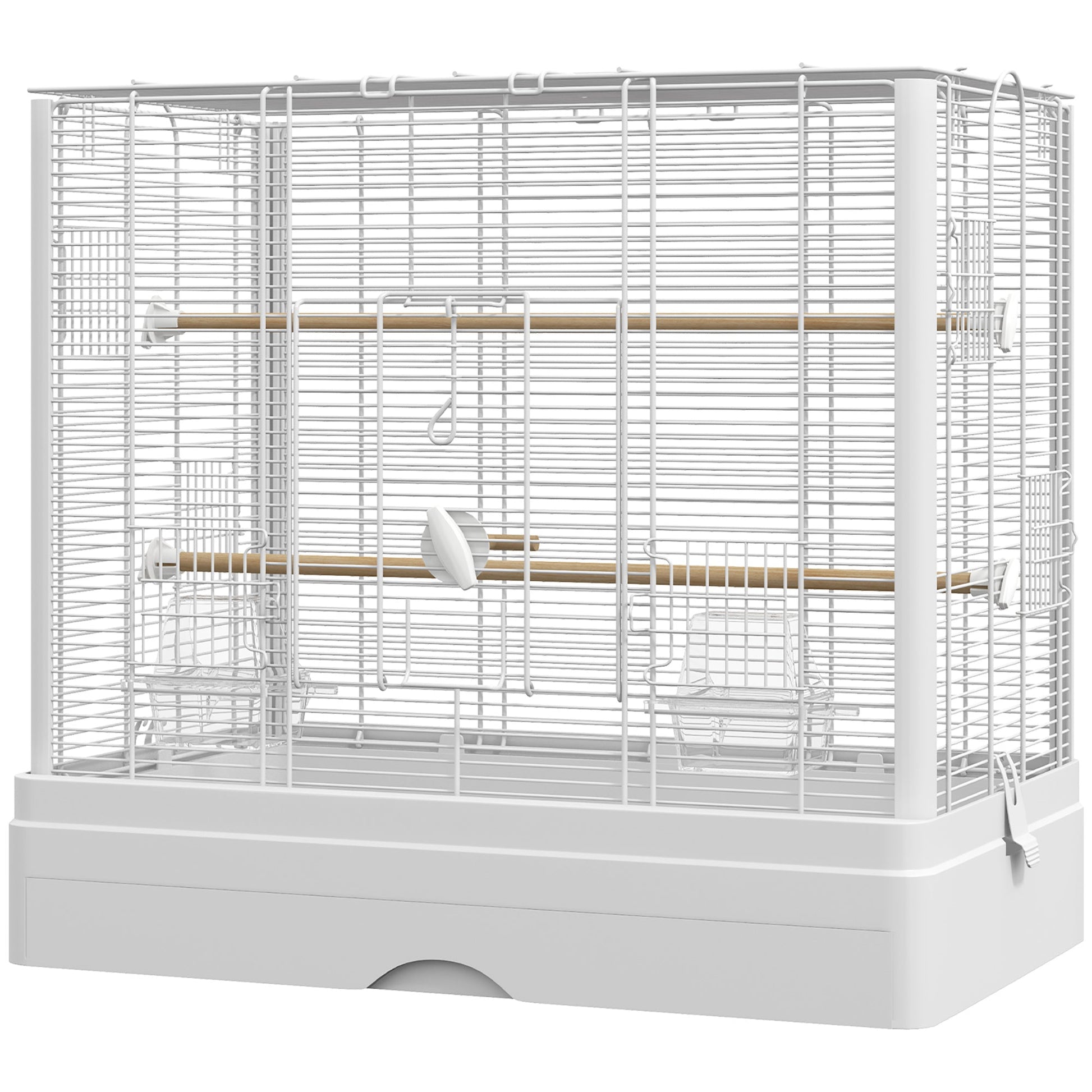 22" Bird Cage for Budgie Finches Canaries Love Birds with Wooden Stands, Slide-Out Tray, Handles, Food Containers, White Bird Cages White  at Gallery Canada