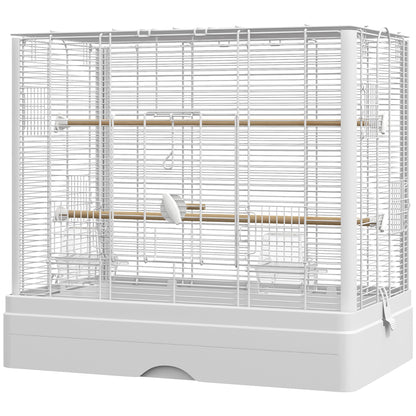 22" Bird Cage for Budgie Finches Canaries Love Birds with Wooden Stands, Slide-Out Tray, Handles, Food Containers, White Bird Cages White  at Gallery Canada