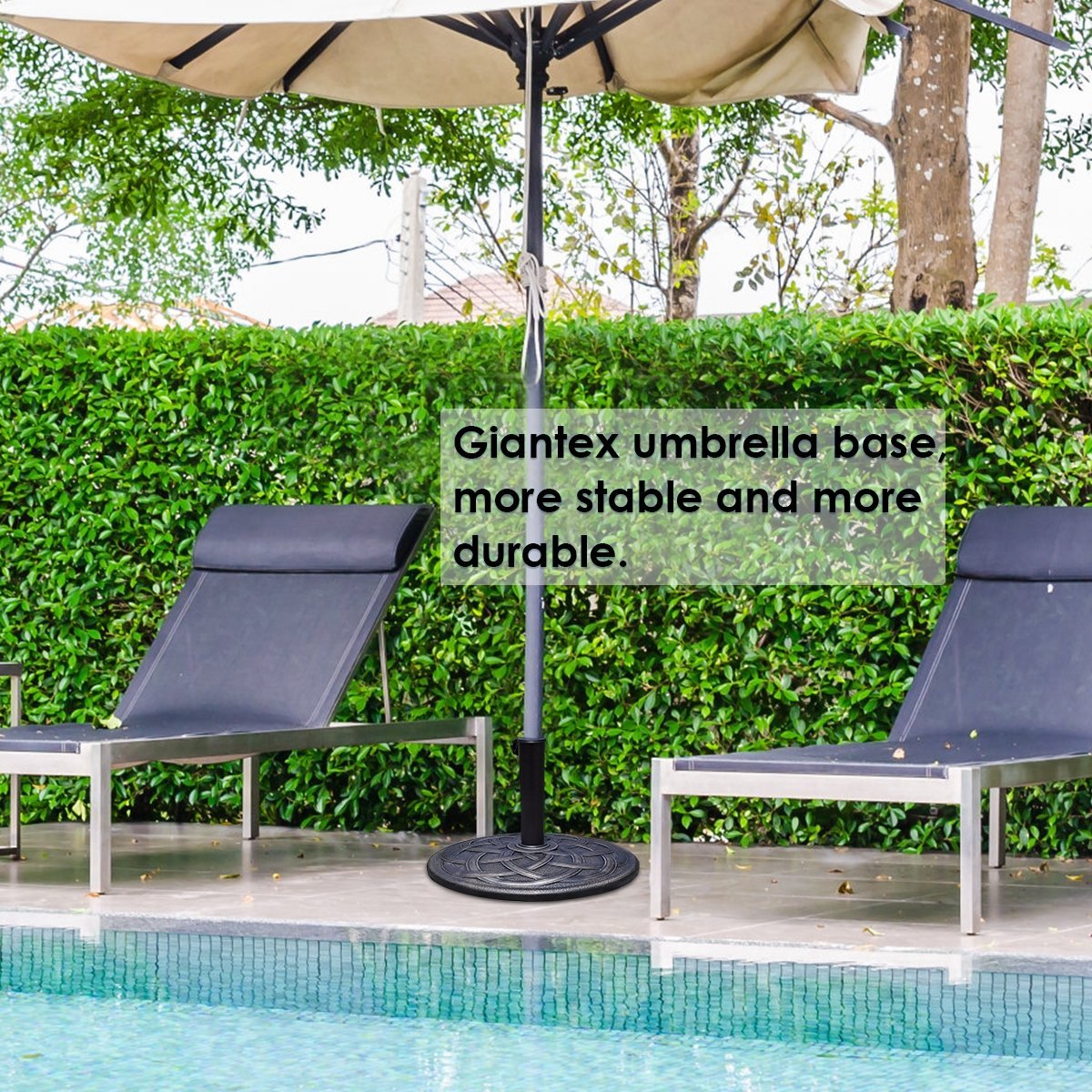 22 Inch Heavy Duty Round Umbrella Base Stand, Bronze Outdoor Umbrella Bases   at Gallery Canada