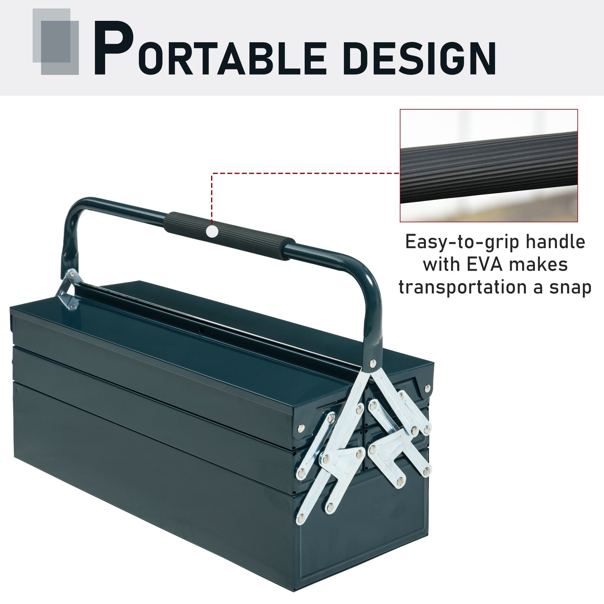 22" inches Metal Tool Box Portable 5-Tray Cantilever Steel Tool Chest Cabinet, Dark Green Tool Organizers   at Gallery Canada