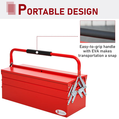 22" inches Metal Tool Box Portable 5-Tray Cantilever Steel Tool Chest Cabinet, Red Tool Organizers   at Gallery Canada