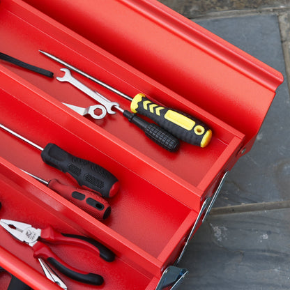 22" inches Metal Tool Box Portable 5-Tray Cantilever Steel Tool Chest Cabinet, Red Tool Organizers   at Gallery Canada