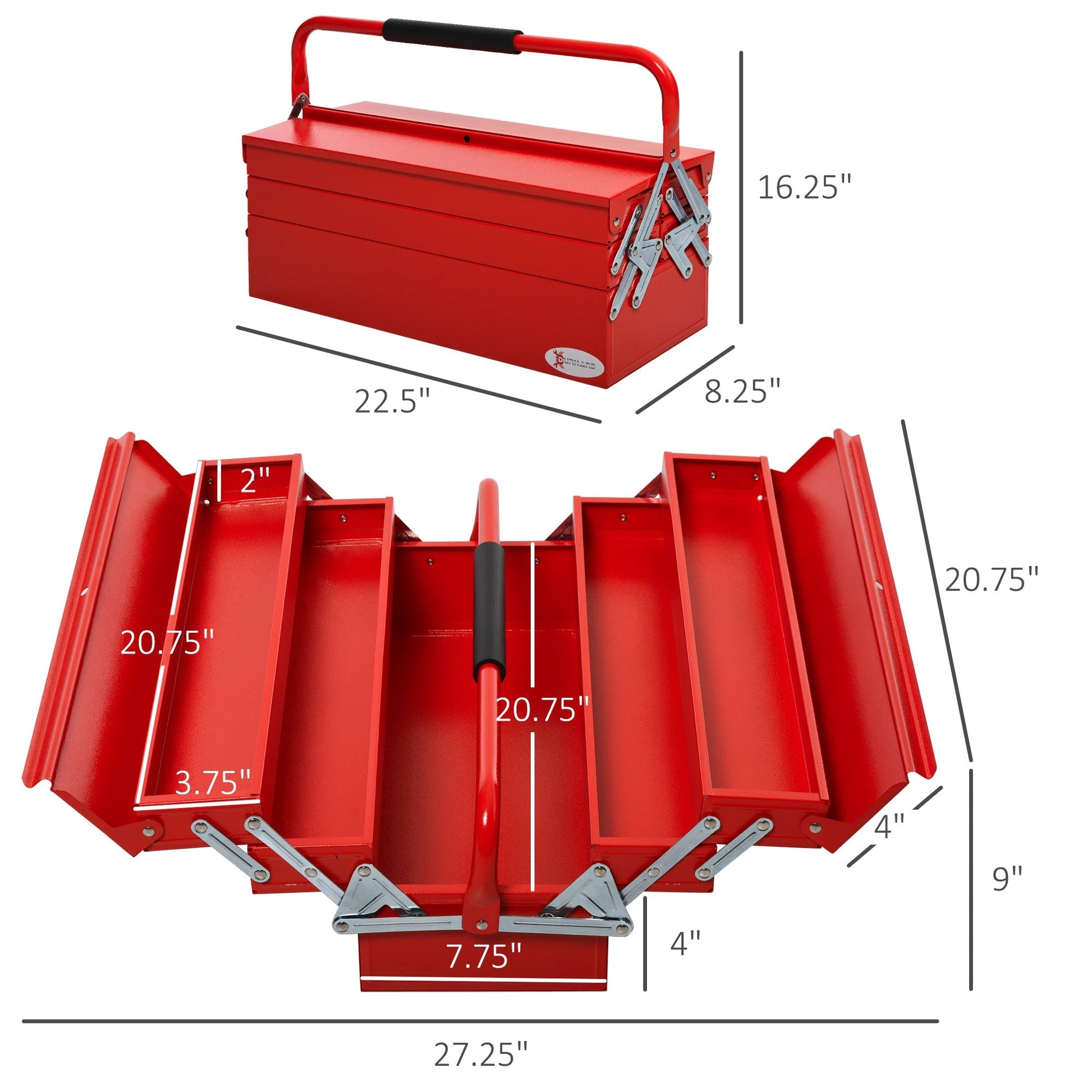 22" inches Metal Tool Box Portable 5-Tray Cantilever Steel Tool Chest Cabinet, Red Tool Organizers   at Gallery Canada