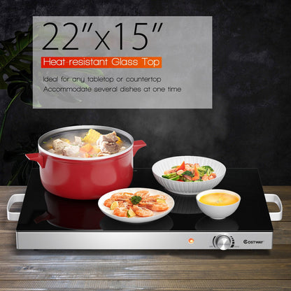 22 x 14 Inch Electric Warming Tray Hot Plate Dish Warmer with Adjustable Temperature, Silver Food Warmers & Burners   at Gallery Canada