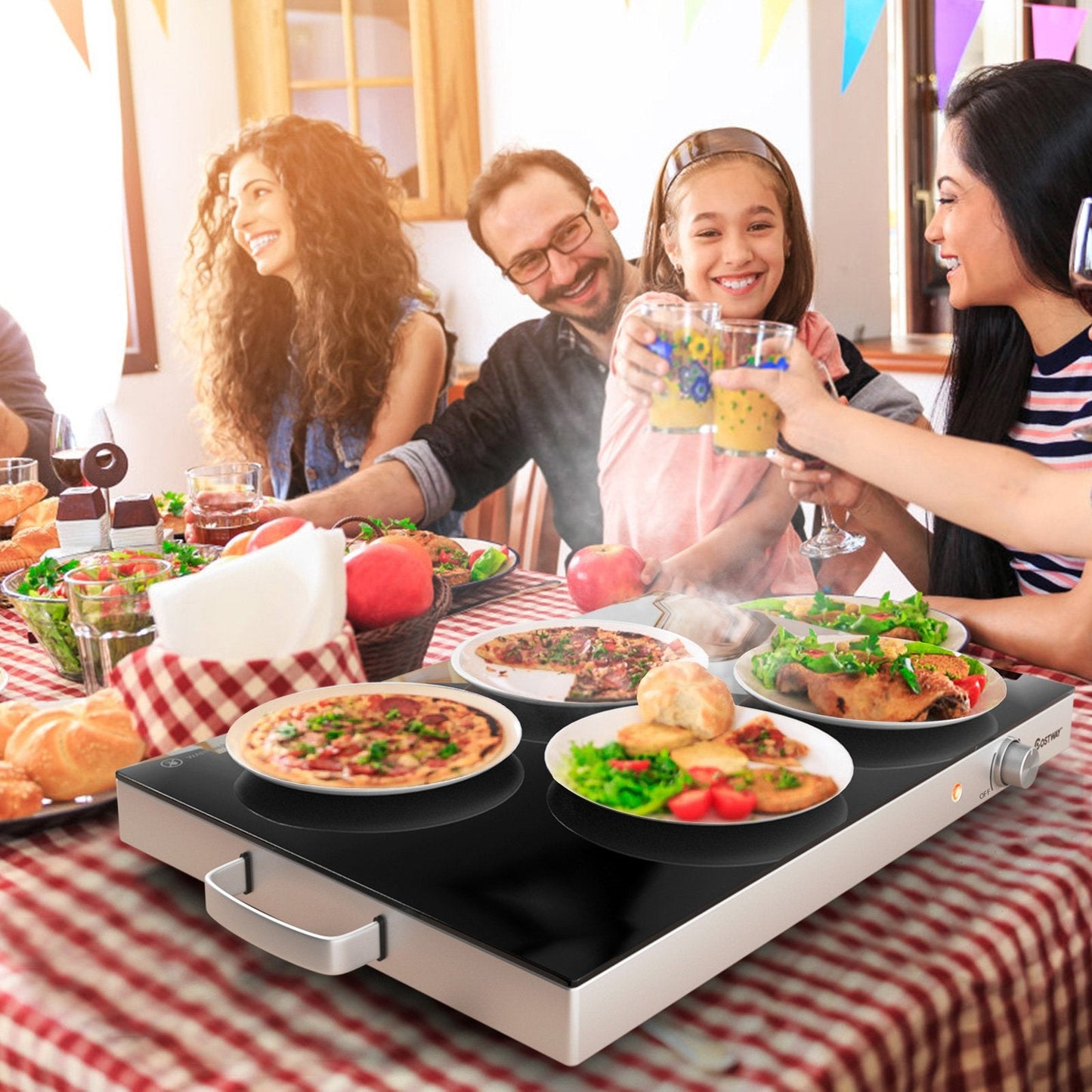 22 x 14 Inch Electric Warming Tray Hot Plate Dish Warmer with Adjustable Temperature, Silver Food Warmers & Burners   at Gallery Canada