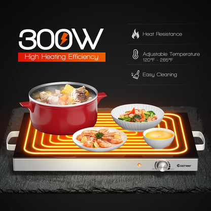 22 x 14 Inch Electric Warming Tray Hot Plate Dish Warmer with Adjustable Temperature, Silver Food Warmers & Burners   at Gallery Canada