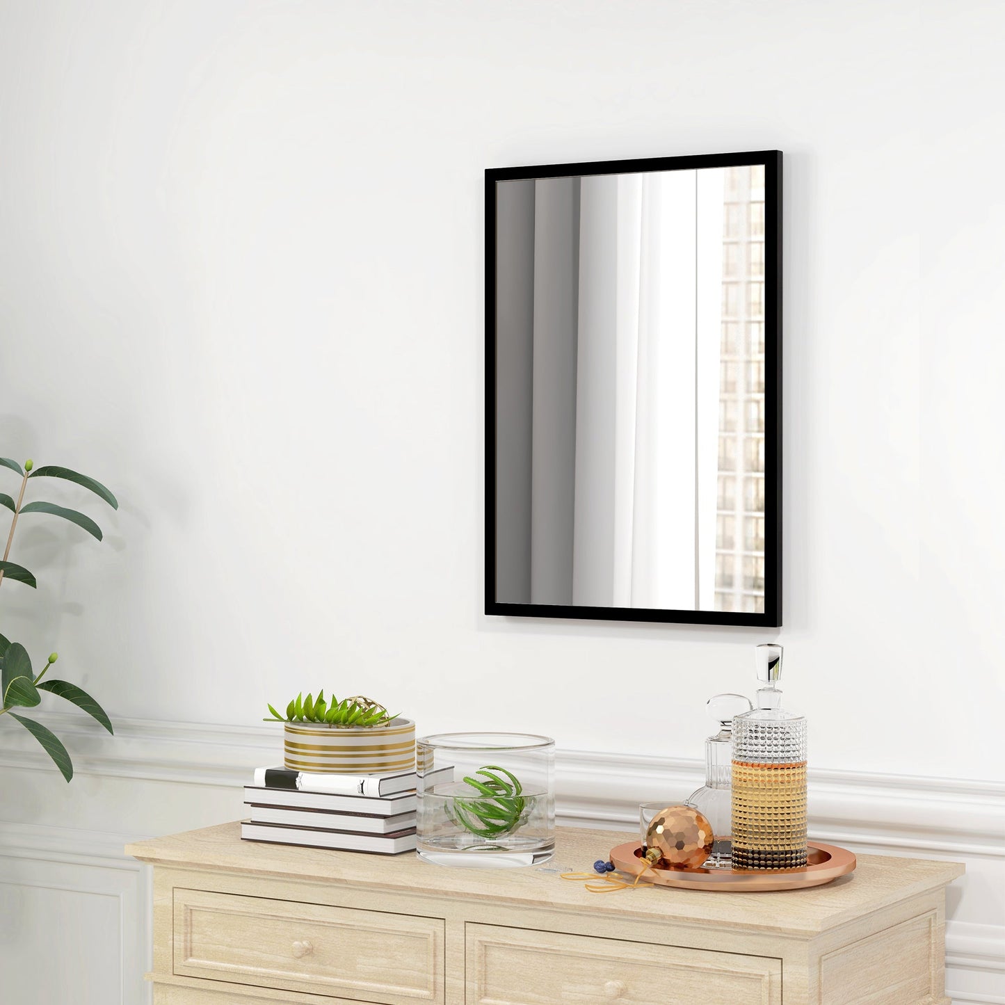 22" x 30" Bathroom Mirror for Wall, Rectangular Mirror for Living Room, Bedroom, Entryway, Black Wall Mirrors   at Gallery Canada