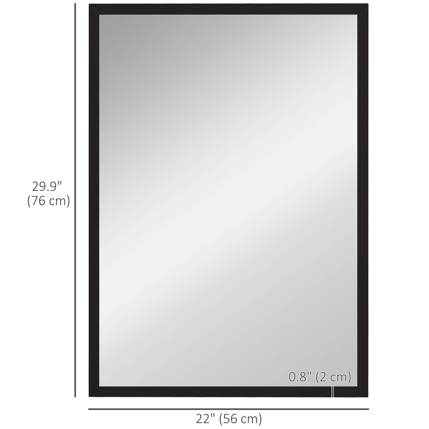 22" x 30" Bathroom Mirror for Wall, Rectangular Mirror for Living Room, Bedroom, Entryway, Black Wall Mirrors   at Gallery Canada