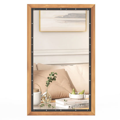 22 x 36 Inch Rectangular Frame Decor Wall Mounted Mirror with Back Board, Natural Wall Mirrors   at Gallery Canada