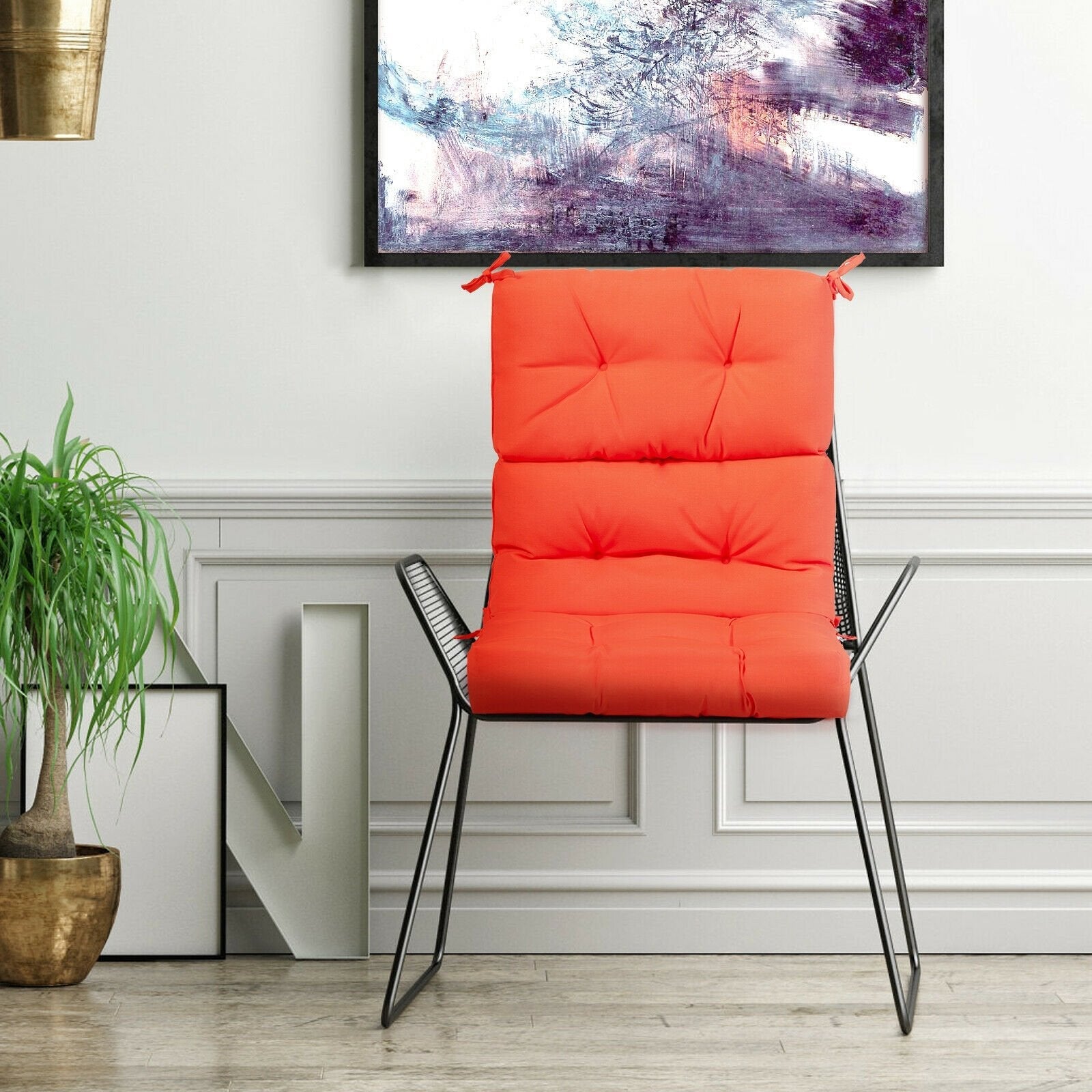 22 x 44 Inch Tufted Outdoor Patio Chair Seating Pad, Orange Outdoor Furniture Accessories   at Gallery Canada