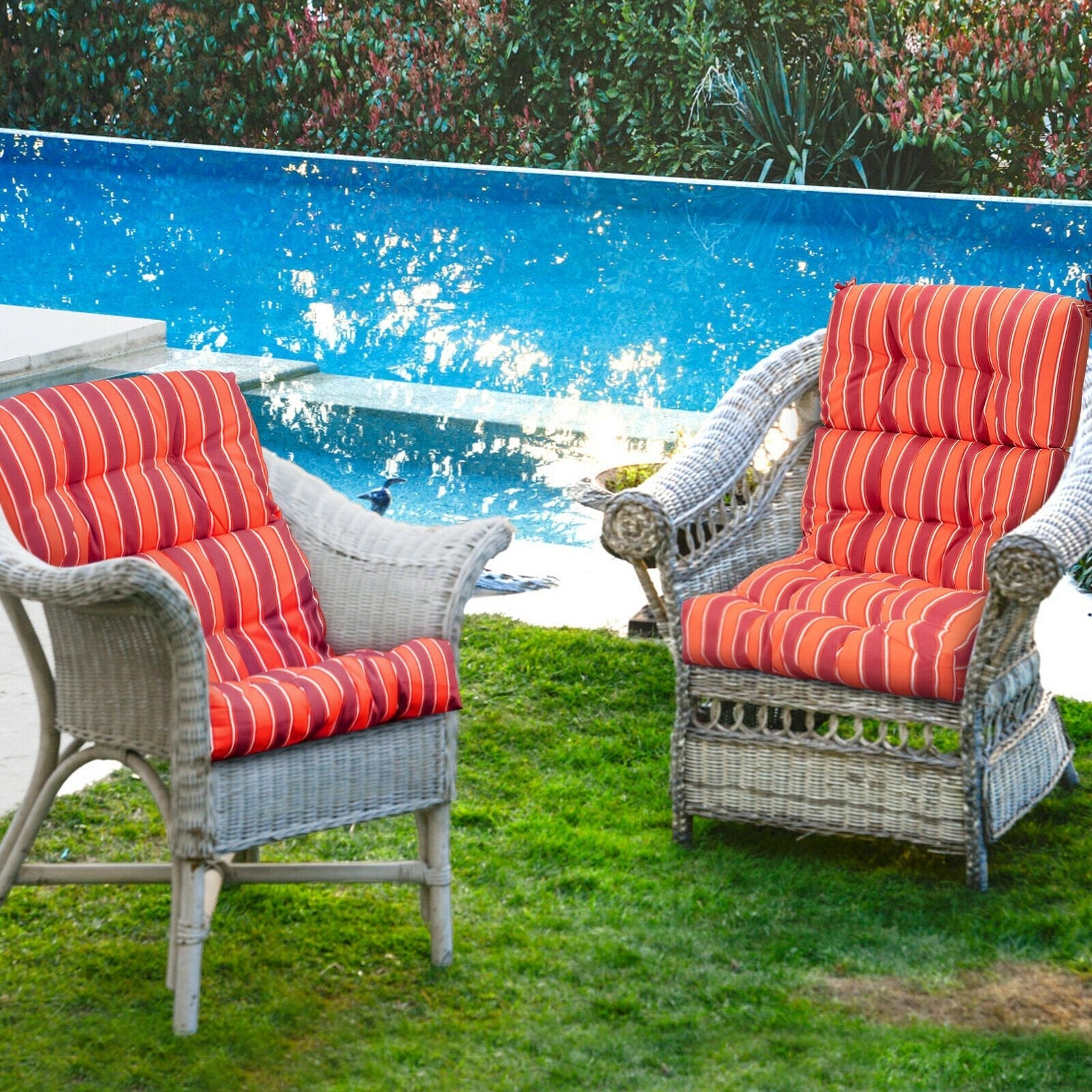 22 x 44 Inch Tufted Outdoor Patio Chair Seating Pad, Red Outdoor Furniture Accessories   at Gallery Canada