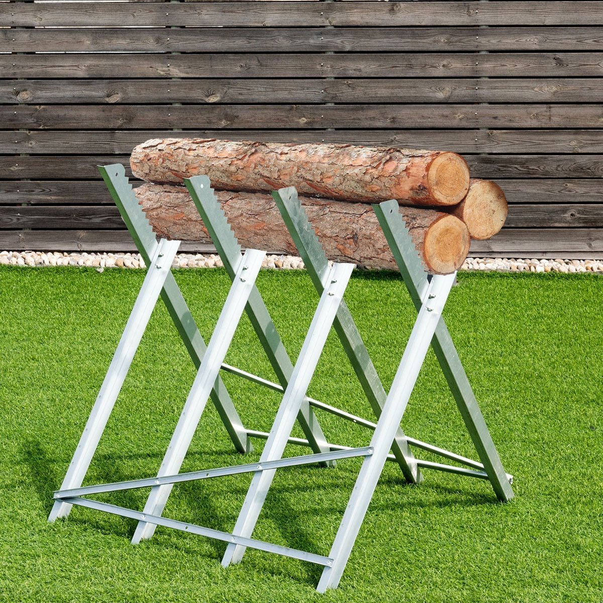 220 lbs Heavy Duty Portable Foldable Steel Sawhorse, Silver Garden Tools   at Gallery Canada