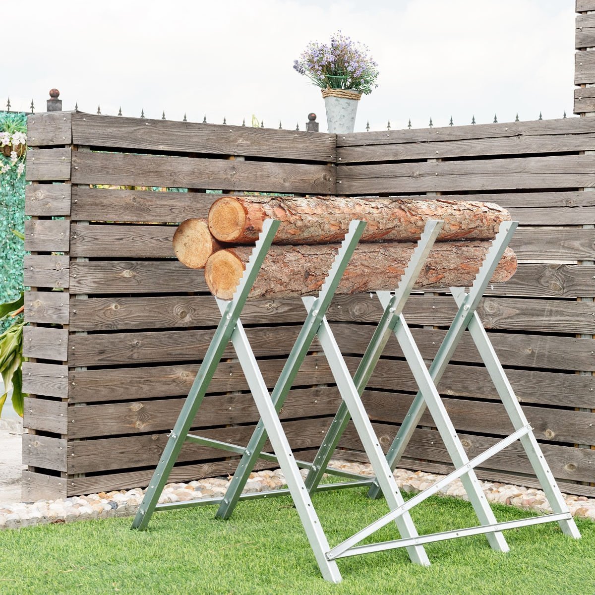 220 lbs Heavy Duty Portable Foldable Steel Sawhorse, Silver Garden Tools   at Gallery Canada