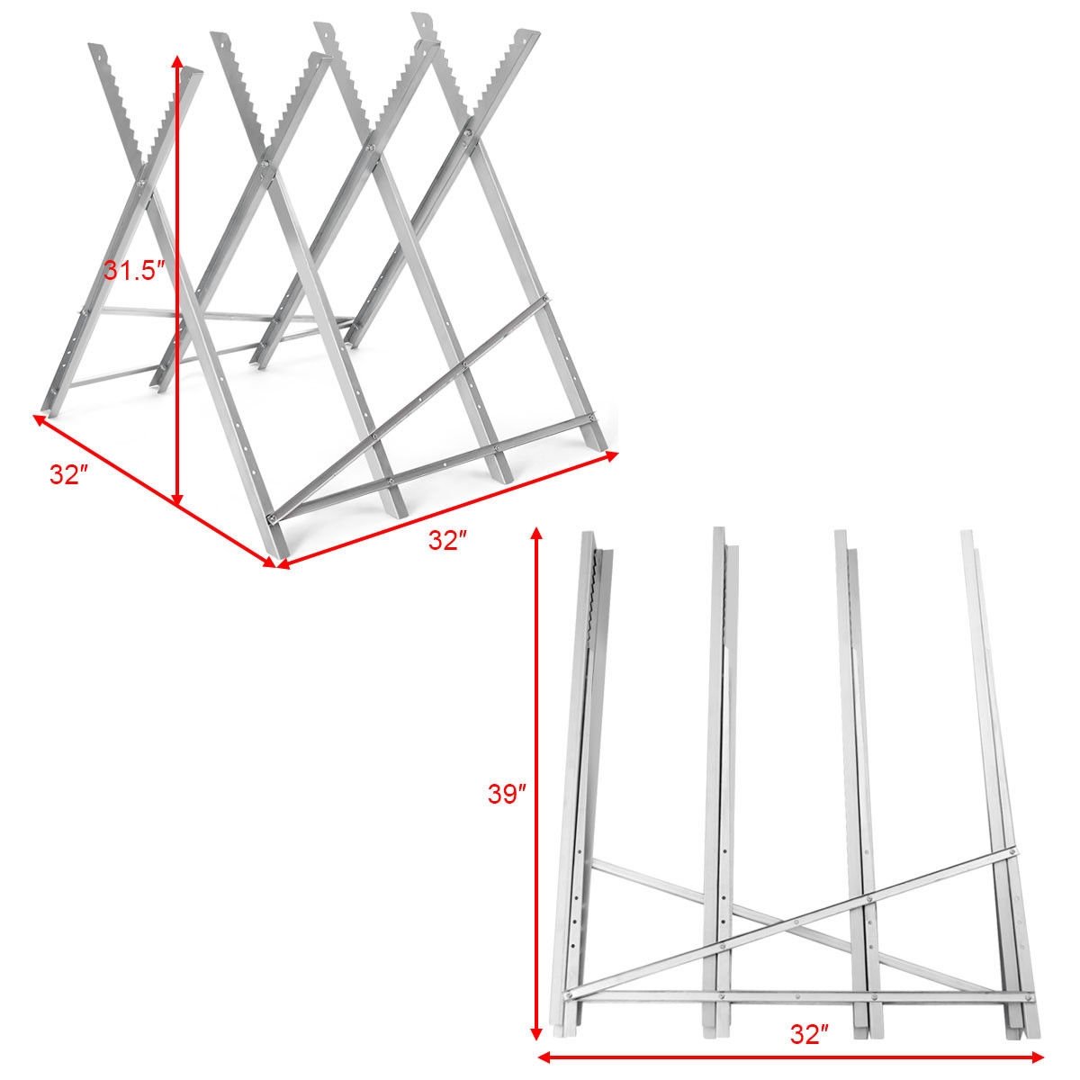 220 lbs Heavy Duty Portable Foldable Steel Sawhorse, Silver Garden Tools   at Gallery Canada