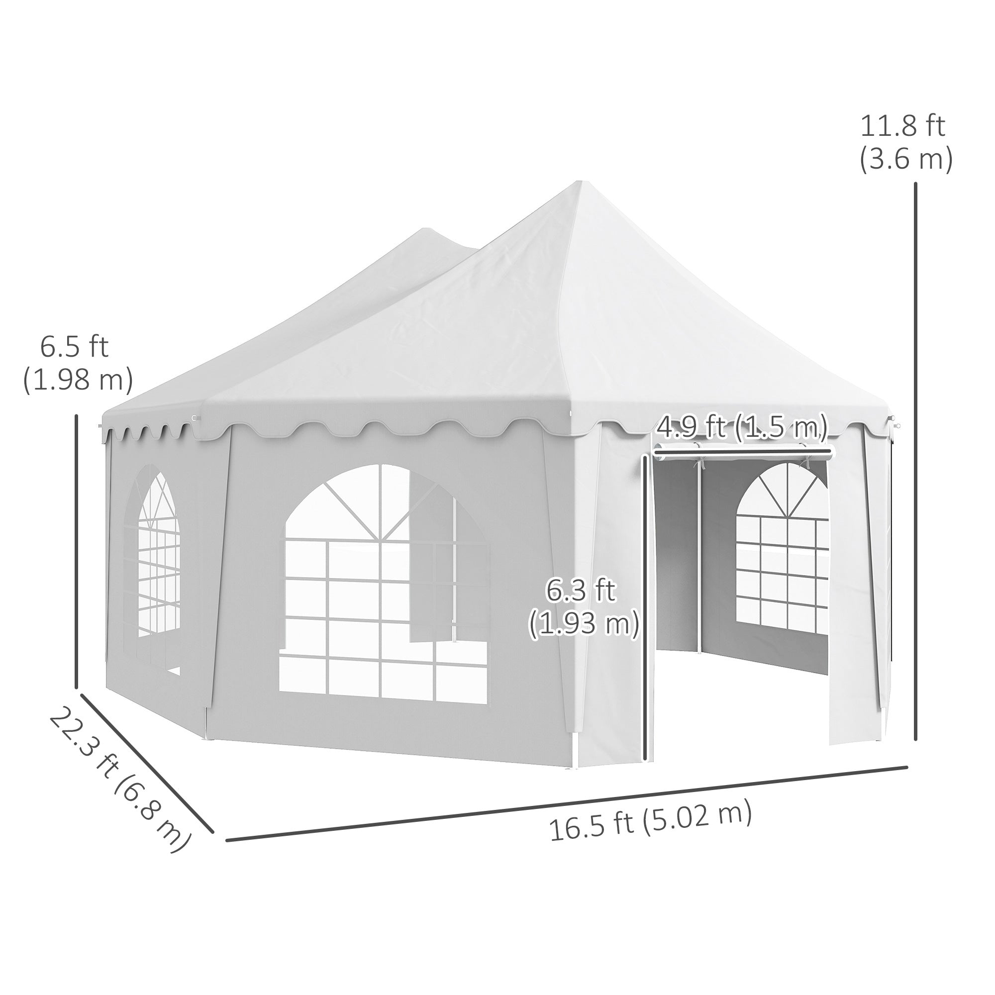 22.3' x 16.4' Large Party Tent Canopy Shelter with Carrying Bags and 2 Doors for Parties, Events, BBQ Grill Canopy Tents   at Gallery Canada