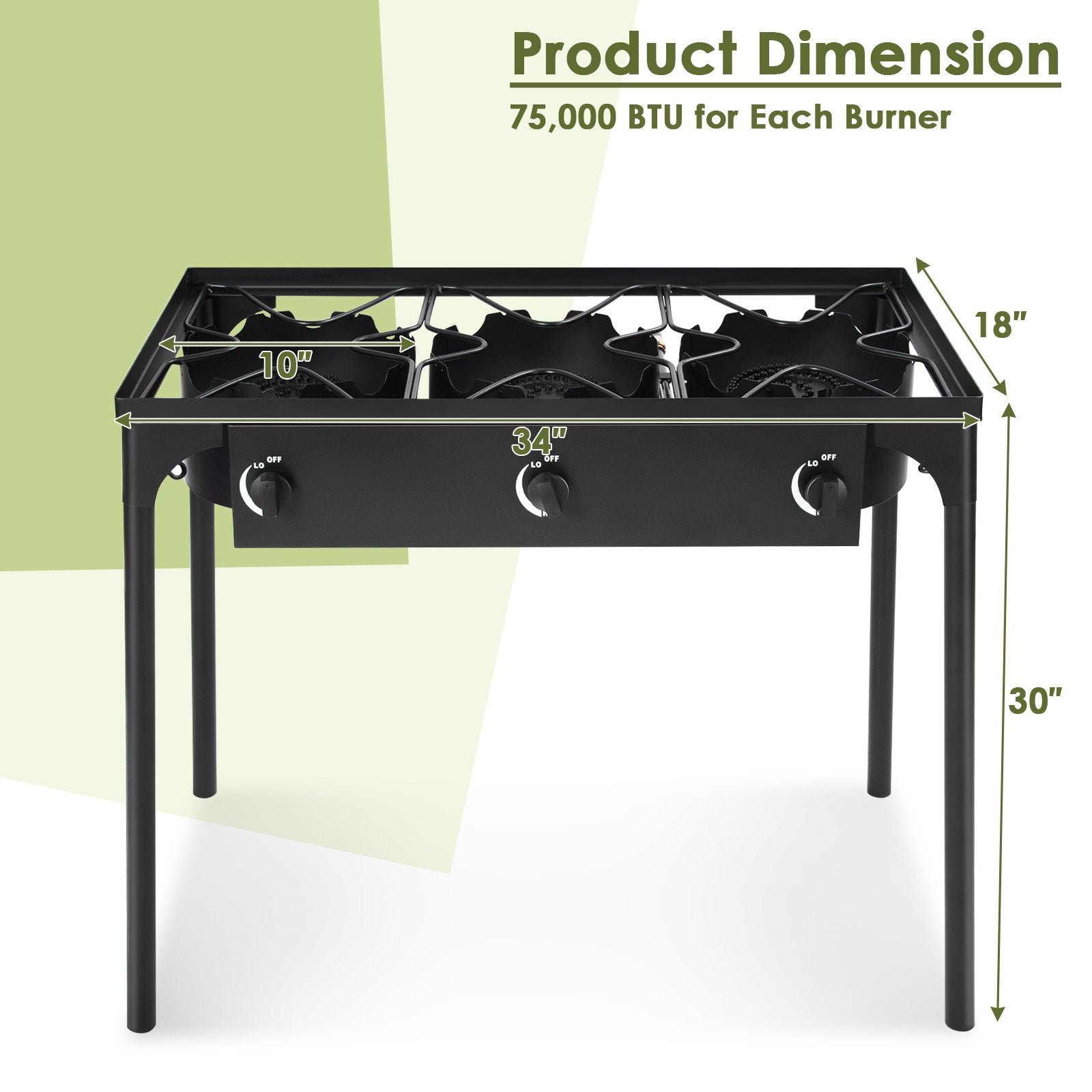 225 000-BTU Portable Propane 3 Burner Gas Cooker, Black Outdoor Grills   at Gallery Canada