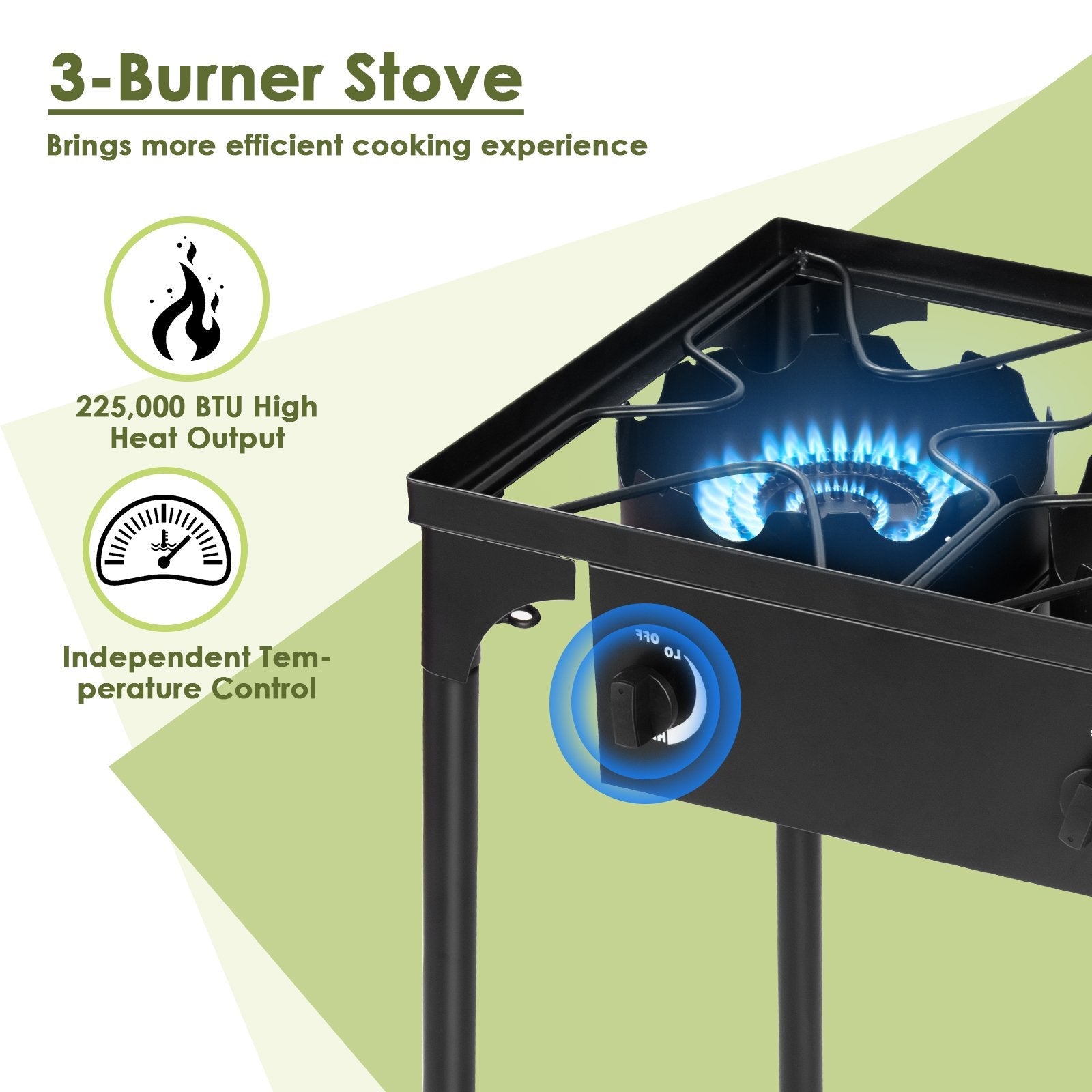 225 000-BTU Portable Propane 3 Burner Gas Cooker, Black Outdoor Grills   at Gallery Canada