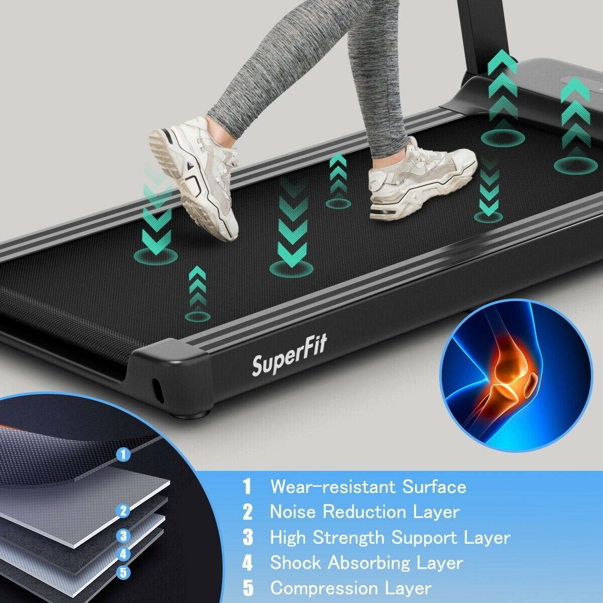 2.25 HP Electric Treadmill Running Machine with App Control, Black Treadmills   at Gallery Canada