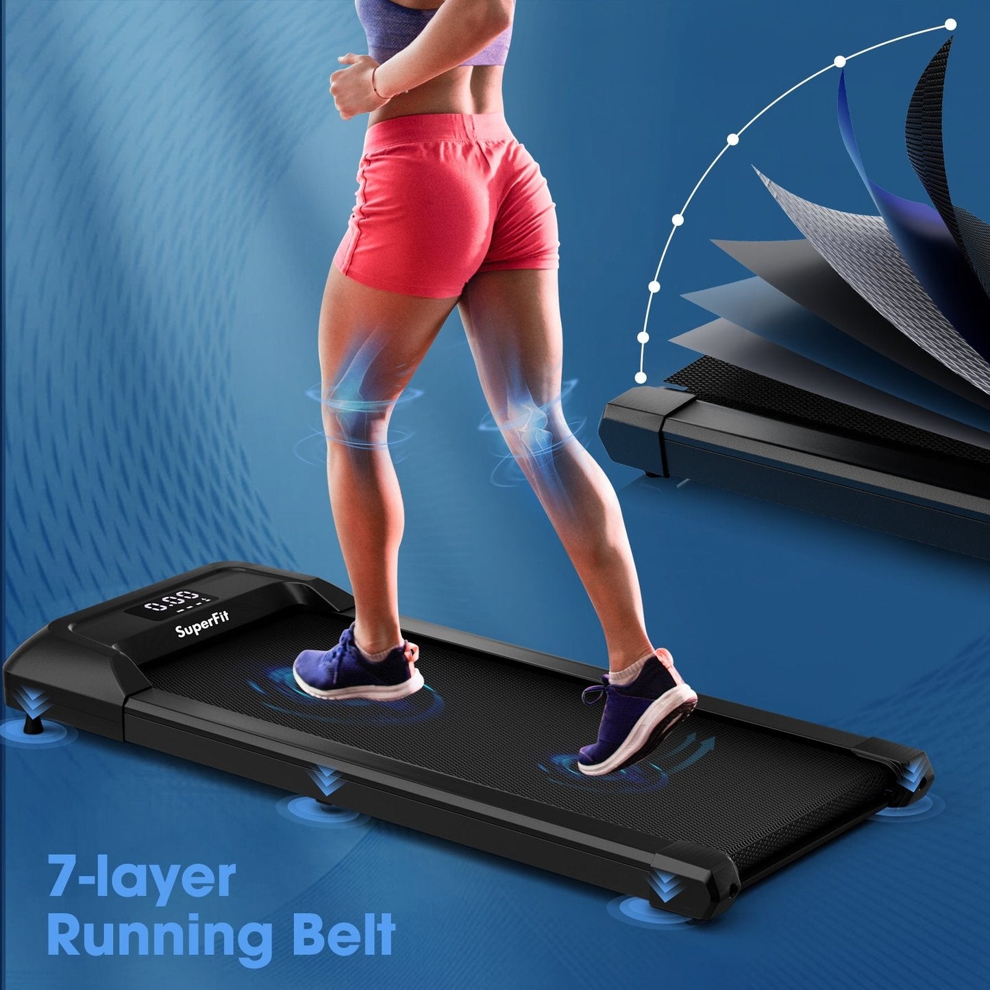 2.25 HP Walking Pad with LED Display and Remote Control, Black Treadmills   at Gallery Canada