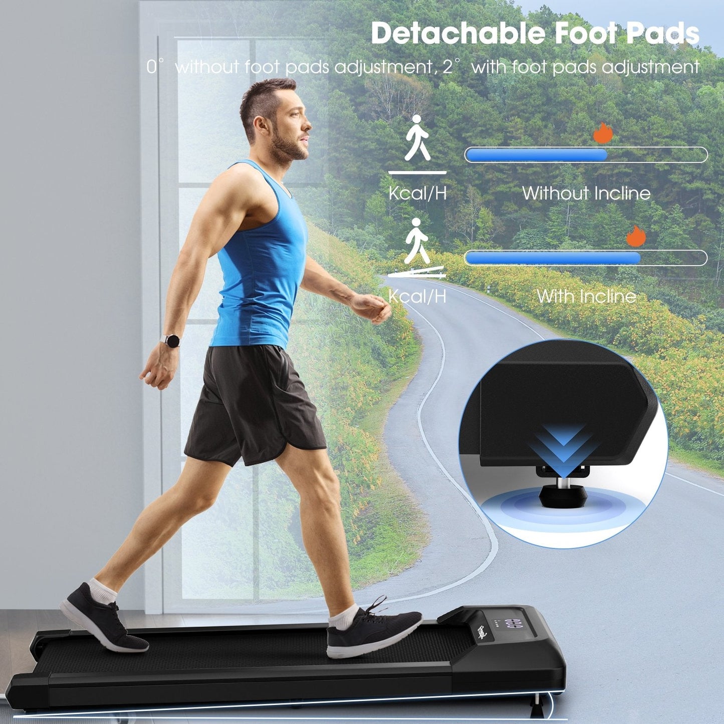 2.25 HP Walking Pad with LED Display and Remote Control, Black Treadmills   at Gallery Canada