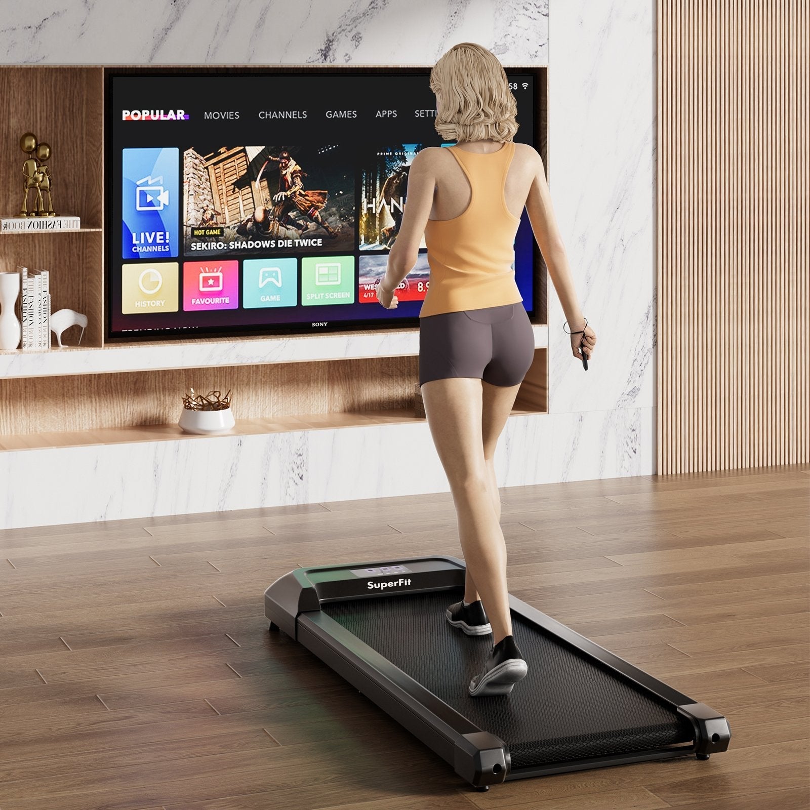 2.25 HP Walking Pad with LED Display and Remote Control, Black Treadmills   at Gallery Canada