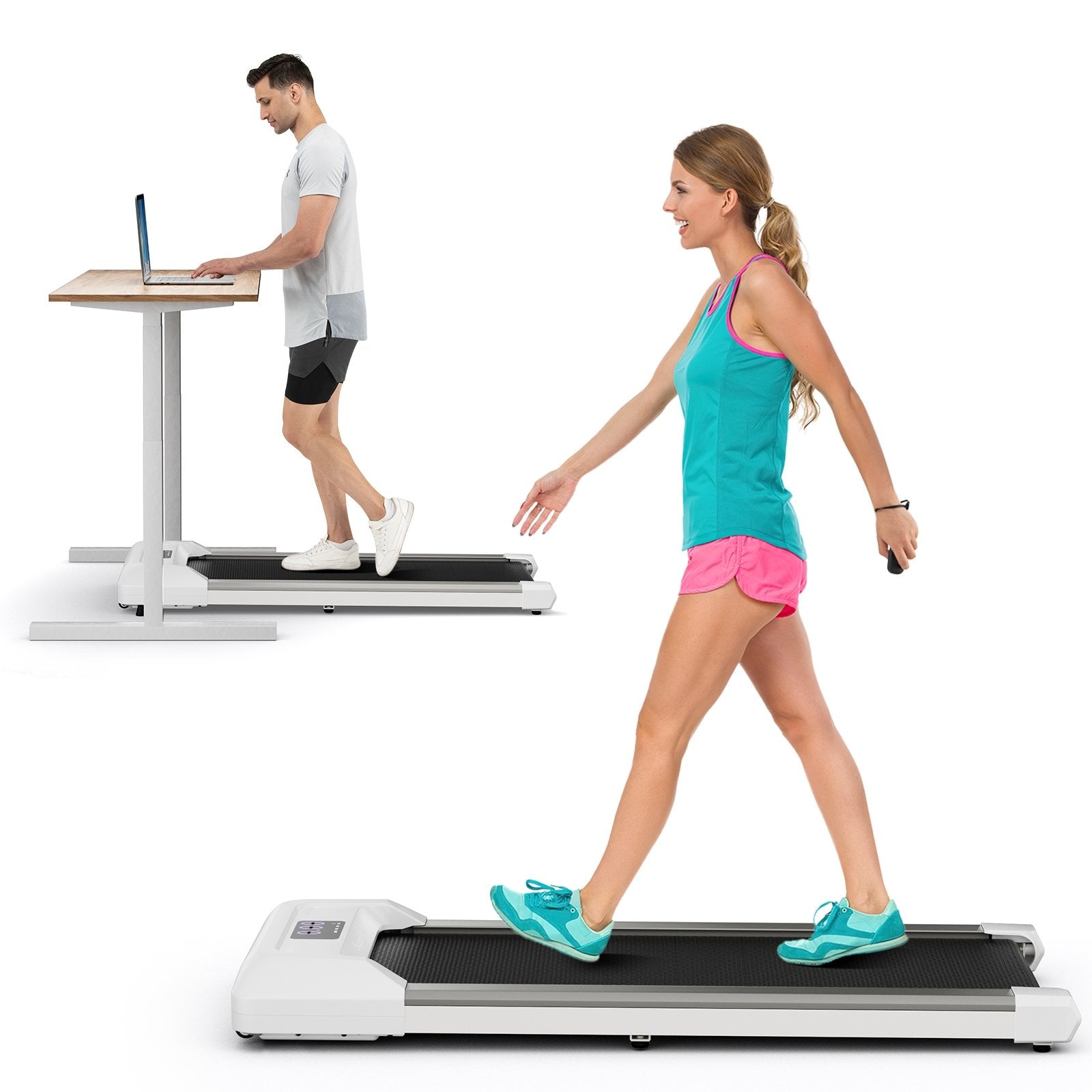 2.25 HP Walking Pad with LED Display and Remote Control-Grey, Gray Treadmills   at Gallery Canada