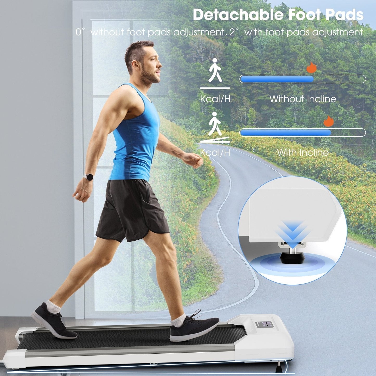 2.25 HP Walking Pad with LED Display and Remote Control-Grey, Gray Treadmills   at Gallery Canada