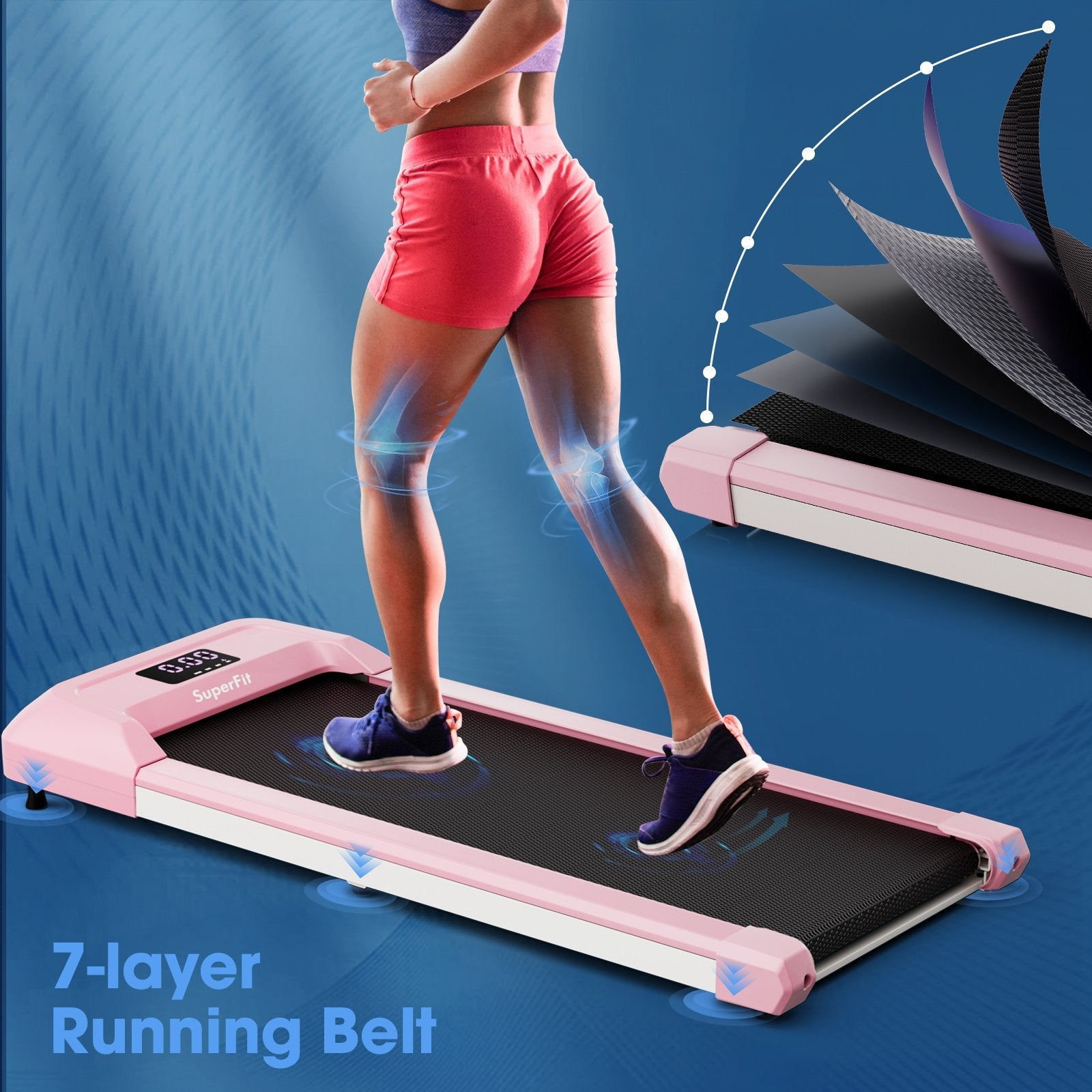 2.25 HP Walking Pad with LED Display and Remote Control, Pink Treadmills   at Gallery Canada