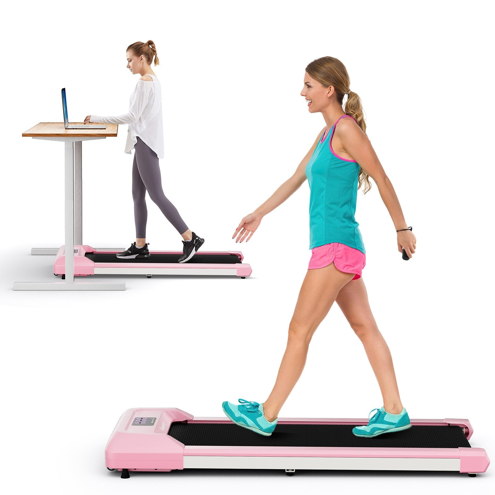 2.25 HP Walking Pad with LED Display and Remote Control, Pink Treadmills   at Gallery Canada