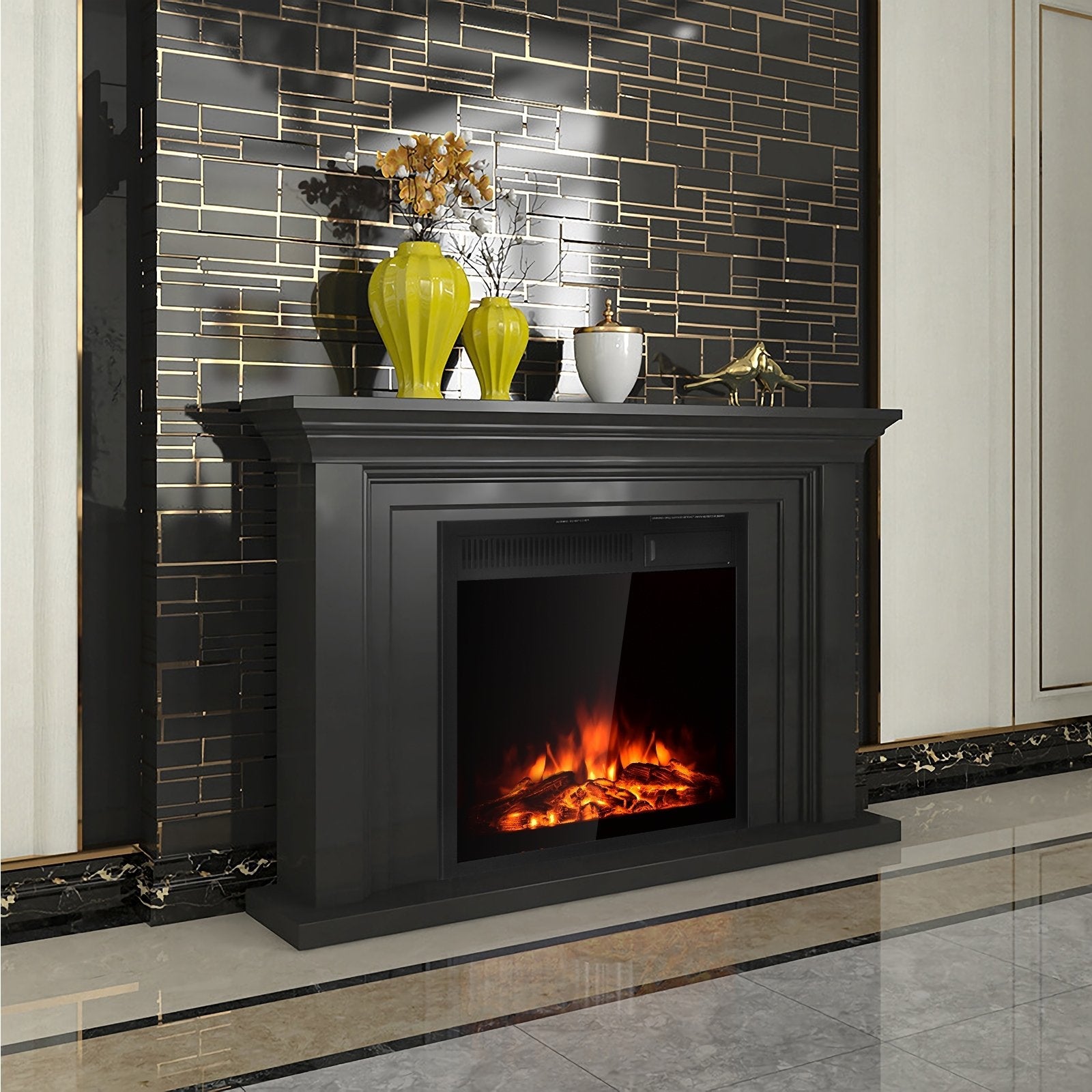 22.5 Inch Electric Fireplace Insert Freestanding and Recessed Heater, Black Fireplaces   at Gallery Canada