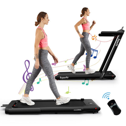 2.25HP 2 in 1 Folding Treadmill with APP Speaker Remote Control, Black Treadmills   at Gallery Canada