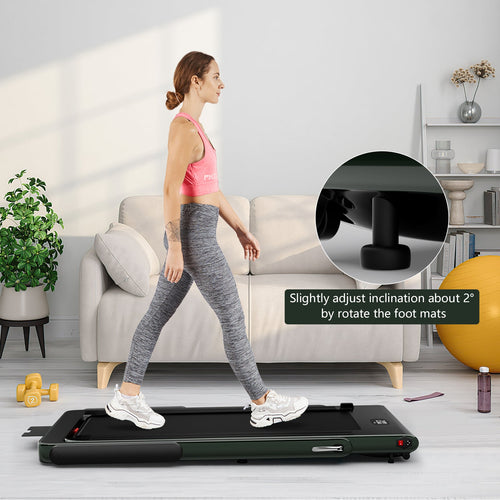 2.25HP 2 in 1 Folding Treadmill with APP Speaker Remote Control, Green