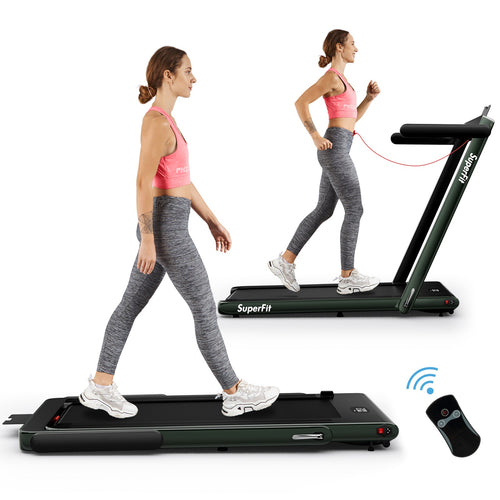 2.25HP 2 in 1 Folding Treadmill with APP Speaker Remote Control, Green