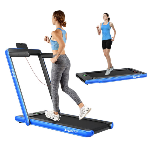 2.25HP 2 in 1 Folding Treadmill with APP Speaker Remote Control, Navy