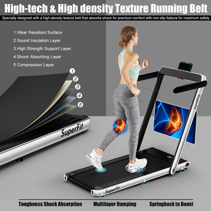 2.25HP 2 in 1 Folding Treadmill with APP Speaker Remote Control, Silver Treadmills   at Gallery Canada