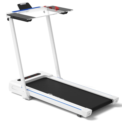 2.25HP 3-in-1 Folding Treadmill with Table Speaker Remote Control, White