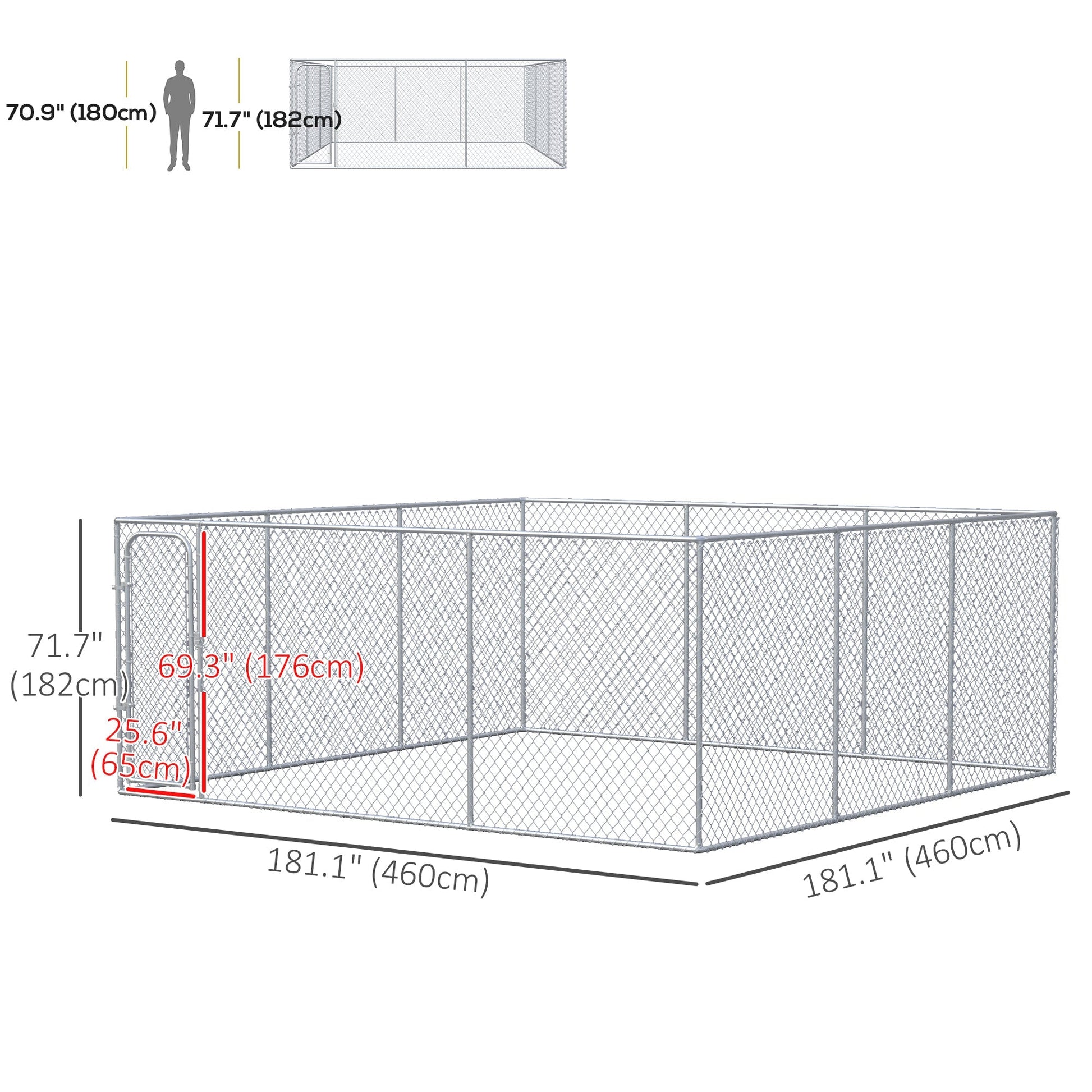 227.7 Sq. Ft. Dog Playpen Outdoor with Galvanized Steel Frame, for Small and Medium Dogs, 15.1' x 15.1' x 6' Houses, Kennels & Pens   at Gallery Canada