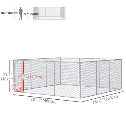 227.7 Sq. Ft. Dog Playpen Outdoor with Galvanized Steel Frame, for Small and Medium Dogs, 15.1' x 15.1' x 6' Houses, Kennels & Pens   at Gallery Canada