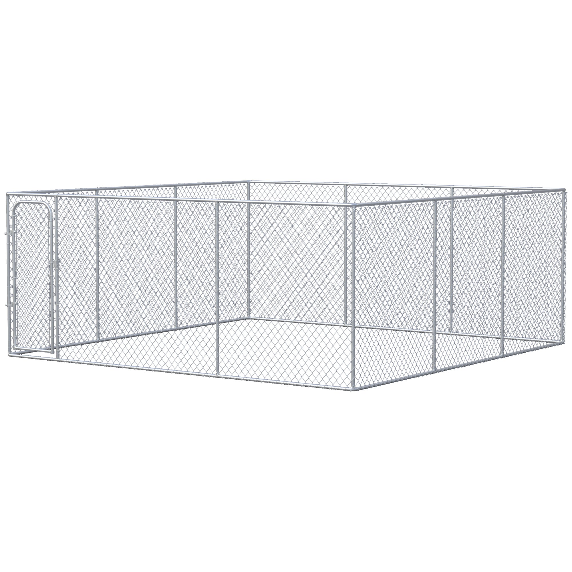 227.7 Sq. Ft. Dog Playpen Outdoor with Galvanized Steel Frame, for Small and Medium Dogs, 15.1' x 15.1' x 6' Houses, Kennels & Pens Silver  at Gallery Canada