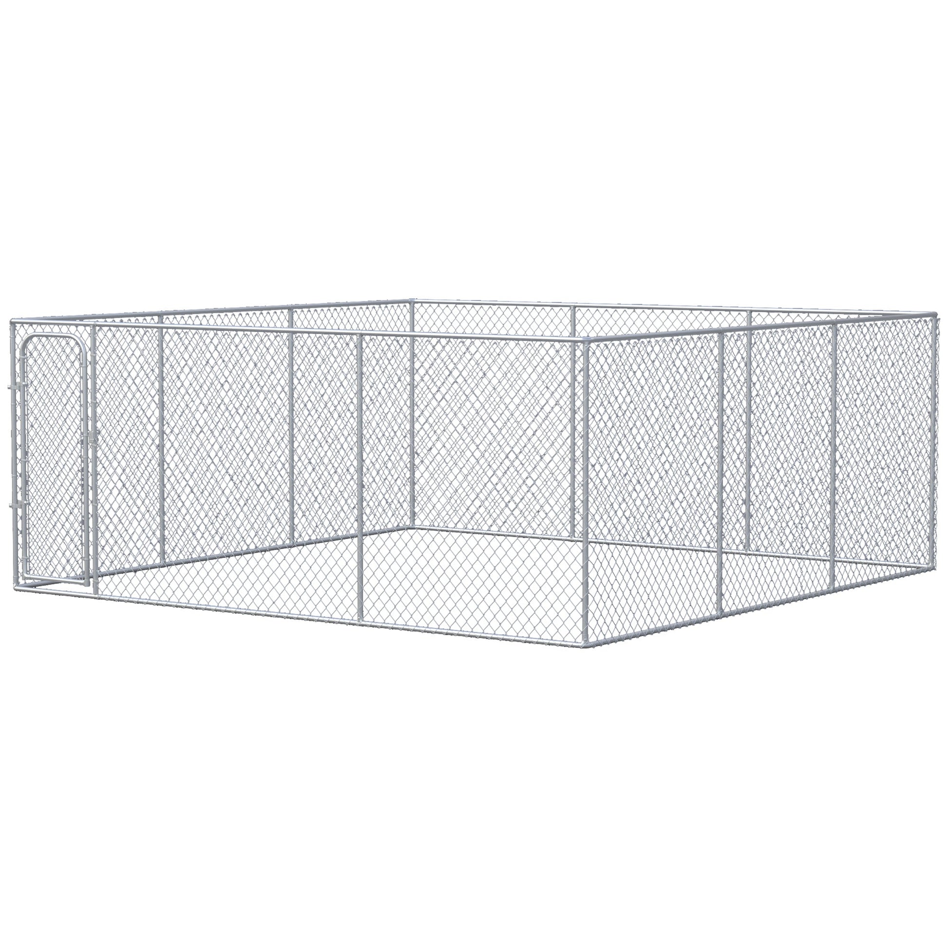 227.7 Sq. Ft. Dog Playpen Outdoor with Galvanized Steel Frame, for Small and Medium Dogs, 15.1' x 15.1' x 6' Houses, Kennels & Pens Silver  at Gallery Canada