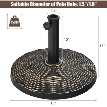 22Lbs Patio Resin Umbrella Base with Wicker Style for Outdoor Use, Bronze Outdoor Umbrella Bases   at Gallery Canada